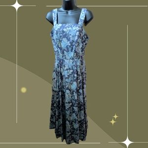 ✨ Laura Ashley Blue Floral Button Back Dress Size US 8